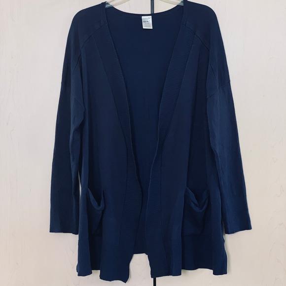 Terra & Sky Women's Open Front Knit Cardigan Sweater Blue Plus Size 0X (14W) - Picture 1 of 11